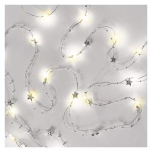 EMOS LED vianočná reťaz strieborný – hviezdičky, 1,9 m, 2x AA, vnútorný, teplá biela, časovač, 1550000115