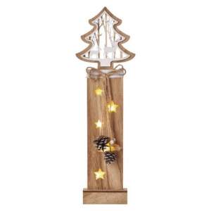 EMOS LED vianočný strom drevený, 48 cm, 2x AA, vnútorný, teplá biela, časovač, 1550000026
