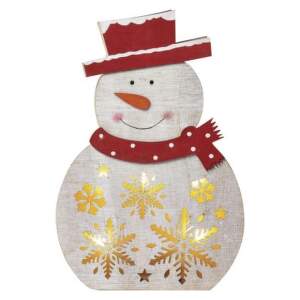 EMOS LED vianočný snehuliak drevený, 30 cm, 2x AAA, vnútorný, teplá biela, časovač, 1550000035
