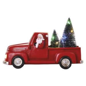 EMOS LED dekorácia – Santa v aute s vianoč. stromčekmi, 10 cm, 3x AA, vnútorná, multicolor, 1550003001