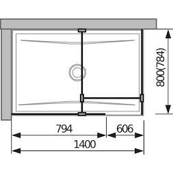 Jika Pure - Walk in 795 mmx800 mm na sprchovú vaničku 140 cmx80 cm, vrátane dvoch bočných profilov, profilu na spojenie dvoch skiel a vzpery, s úpravou Jika Perla Glass, 800 mm x 200 mm x 2000 mm H2684290026681