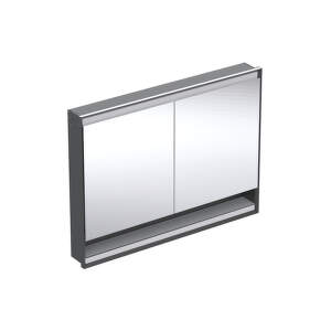 Geberit ONE - Zrkadlová skrinka s LED osvetlením, 1200x900x150 mm, 2 dvierka, s nikou, vstavaná, matná čierna 505.825.00.7