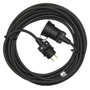 EMOS Vonkajší predlžovací kábel 20 m / 1 zásuvka / čierny / guma / 230 V / 1,5 mm2, 1914031200