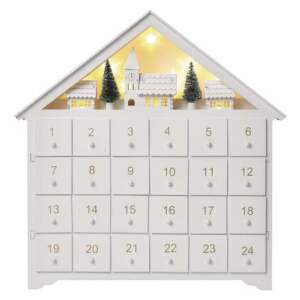 EMOS LED adventný kalendár drevený, 35x33 cm, 2x AA, vnútorný, teplá biela, časovač, 1550000016
