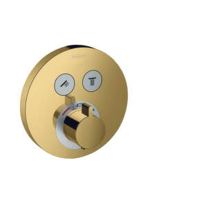 HansGrohe Shower Select - Termostatická batéria pod omietku na 2 spotrebiče, leštený vzhľad zlata 15743990