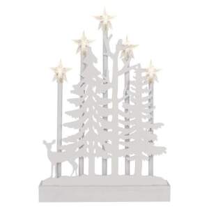 EMOS LED dekorácia drevená – les s hviezdami, 35,5 cm, 2x AA, vnútorná, teplá biela, časovač, 1550000105