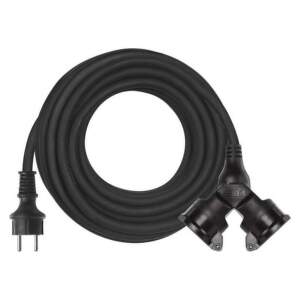EMOS Vonkajší predlžovací kábel 10 m / 2 zásuvky / čierny / guma / 230 V / 1,5 mm2, 1901021001