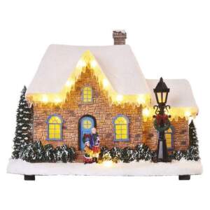 EMOS LED vianočný domček, 20,5 cm, 3× AA, vnút., teplá biela, 1550000073