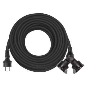 EMOS Vonkajší predlžovací kábel 20 m / 2 zásuvky / čierny / guma / 230 V / 1,5 mm2, 1901022001