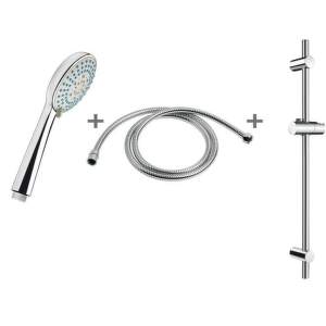 Jika Rio - Sprchová súprava, chróm – ručná sprcha priemer 100 mm, 3 funkcie, sprchová tyč, sprchová hadica 1,7 m kovová H3651R00043731