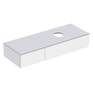 Geberit VariForm - Umývadlová skrinka, 1350x510x235 mm, 2 zásuvky a zápachová uzávierka, lesklá biela/matná biela 501.177.00.1