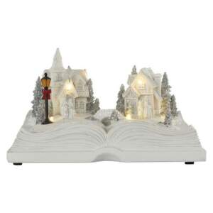 EMOS LED vianočná dedinka – kniha, 12,5 cm, 3× AA, vnút., teplá biela, 1550000110