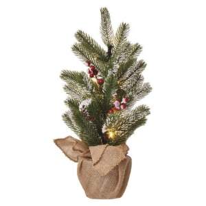 EMOS LED vianočný stromček zasnežený, 52 cm, 3x AA, vnútorný, teplá biela, časovač, 1550000027