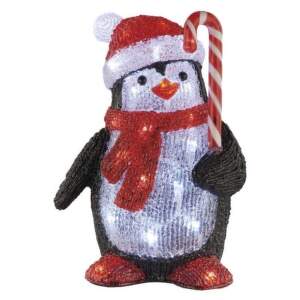 EMOS LED vianočný tučniak, 30,5 cm, vonkajší aj vnútorný, studená biela, 1550002039