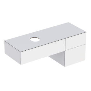 Geberit VariForm - Umývadlová skrinka, 1350x510x550 mm, 3 zásuvky a zápachová uzávierka, lesklá biela/matná biela 501.189.00.1