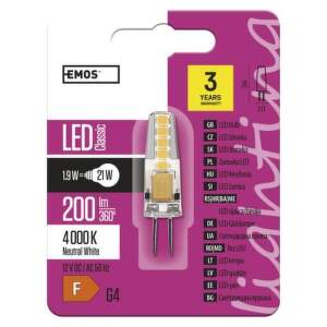 EMOS LED žiarovka Classic JC / G4 / 1,9 W (21 W) / 200 lm / neutrálna biela, 1525735401