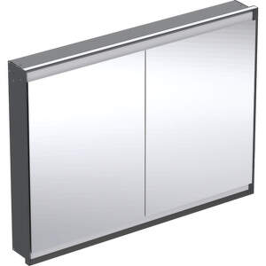 Geberit ONE - Zrkadlová skrinka s LED osvetlením, 1200x900x150 mm, 2 dvierka, vstavaná, matná čierna 505.805.00.7
