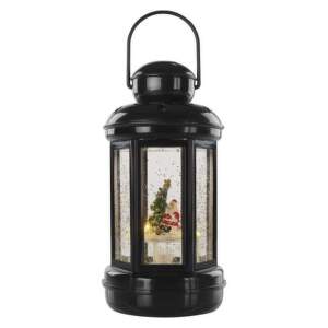 EMOS LED dekorácia – vianočný lampáš so Santom, 20 cm, 3x AAA, vnútorný, teplá biela, časovač, 1550000109