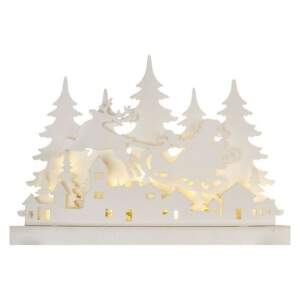 EMOS LED dekorácia drevená – vianočná dedinka, 31 cm, 2x AA, vnútorná, teplá biela, časovač, 1550000113