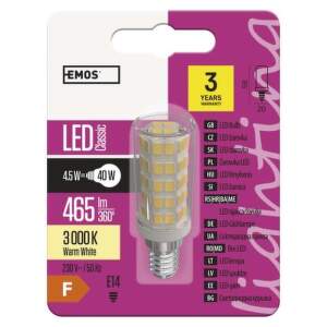 EMOS LED žiarovka do digestora Classic JC / E14 / 4,5 W (40 W) / 465 lm / teplá biela, 1525731208
