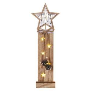 EMOS LED dekorácia drevená – hviezdy, 48 cm, 2x AA, vnútorná, teplá biela, časovač, 1550000061