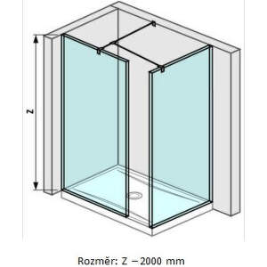 Jika Pure - Walk in do rohu 795 mmx800 mm na sprchovú vaničku 140 cmx80 cm, vrátane dvoch bočných profilov a vzpery, s úpravou Jika Perla Glass, 800 mm x 200 mm x 2000 mm H2684250026681