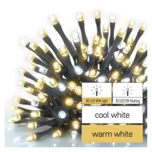 EMOS Standard LED spojovacia vianočná reťaz blikajúca, 10 m, vonkajšia, teplá/studená biela, 1550013002
