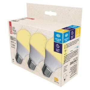 EMOS LED žiarovka True Light A60 / E27 / 7,2 W (60 W) / 806 lm / teplá biela, 1525733246