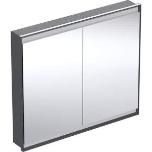 Geberit ONE - Zrkadlová skrinka s LED osvetlením, 1050x900x150 mm, 2 dvierka, vstavaná, matná čierna 505.804.00.7