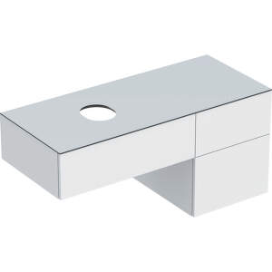 Geberit VariForm - Umývadlová skrinka, 1200x510x550 mm, 3 zásuvky a zápachová uzávierka, lesklá biela/matná biela 501.183.00.1