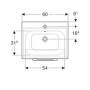 Geberit Selnova Square - Umývadlová skrinka 635x588x480 mm, s umývadlom, 1 dvierka, lesklá biela 501.252.00.1