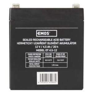 EMOS Bezúdržbový olovený akumulátor 12 V/4,5 Ah, faston 4,7 mm, 1201000700