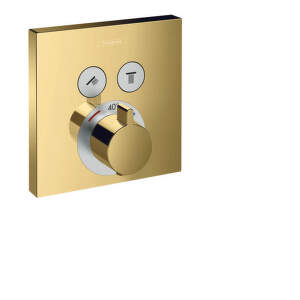 HansGrohe Shower Select - Termostatická batéria pod omietku na 2 spotrebiče, leštený vzhľad zlata 15763990